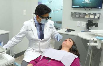 A patient during a dental procedure.
