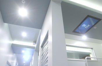 Tv on the ceiling in the treatment room at Ora Dentistry ELK GROVE, CA